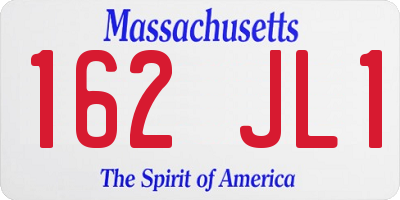MA license plate 162JL1