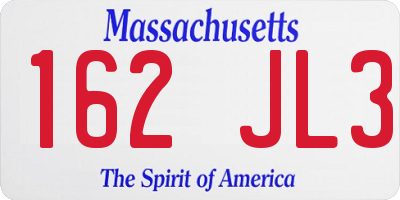 MA license plate 162JL3