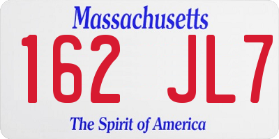 MA license plate 162JL7
