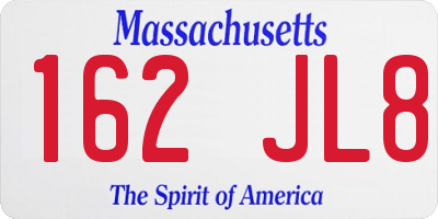 MA license plate 162JL8