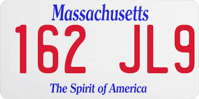 MA license plate 162JL9