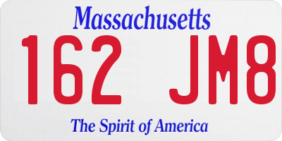 MA license plate 162JM8