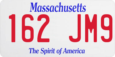 MA license plate 162JM9