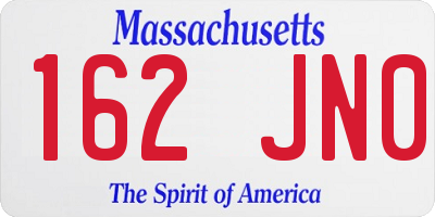 MA license plate 162JN0