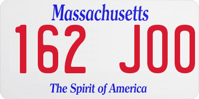 MA license plate 162JO0