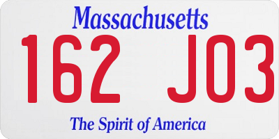 MA license plate 162JO3
