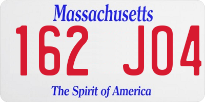 MA license plate 162JO4