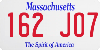 MA license plate 162JO7