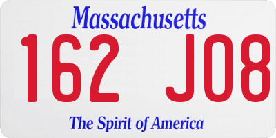 MA license plate 162JO8