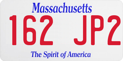 MA license plate 162JP2