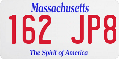 MA license plate 162JP8