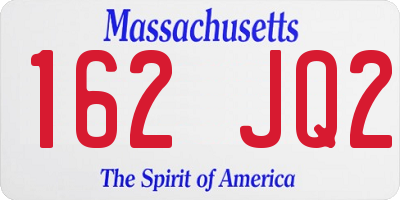 MA license plate 162JQ2