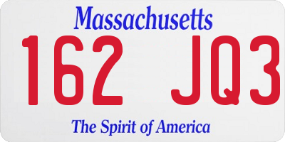 MA license plate 162JQ3