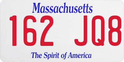 MA license plate 162JQ8