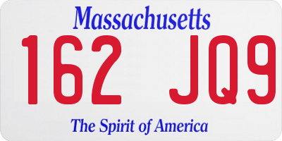MA license plate 162JQ9