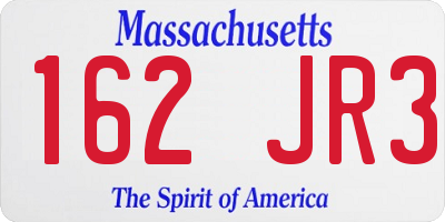 MA license plate 162JR3