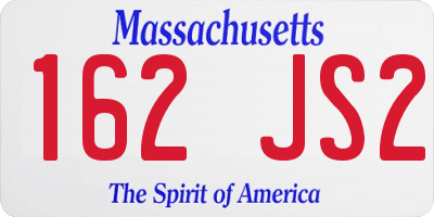 MA license plate 162JS2