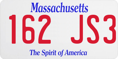 MA license plate 162JS3