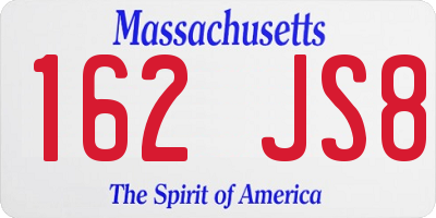 MA license plate 162JS8