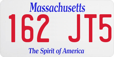 MA license plate 162JT5