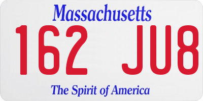 MA license plate 162JU8
