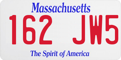 MA license plate 162JW5