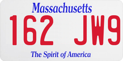 MA license plate 162JW9