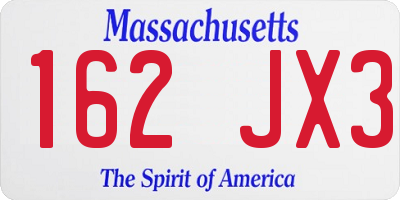 MA license plate 162JX3