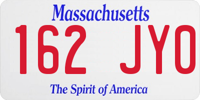 MA license plate 162JY0