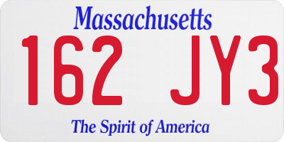MA license plate 162JY3
