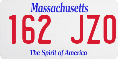MA license plate 162JZ0