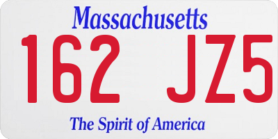 MA license plate 162JZ5