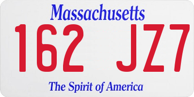 MA license plate 162JZ7