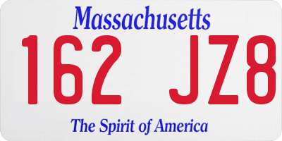 MA license plate 162JZ8