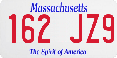 MA license plate 162JZ9
