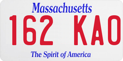 MA license plate 162KA0