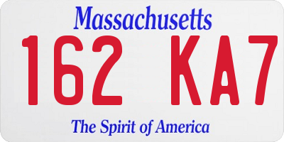 MA license plate 162KA7