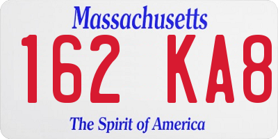 MA license plate 162KA8