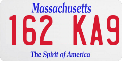 MA license plate 162KA9