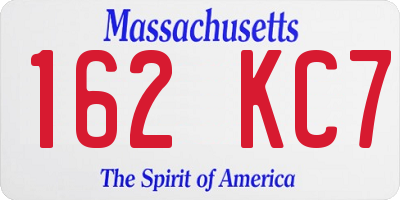 MA license plate 162KC7