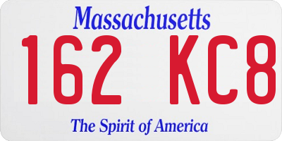 MA license plate 162KC8