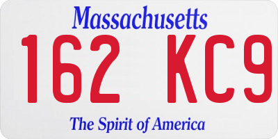 MA license plate 162KC9