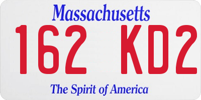 MA license plate 162KD2