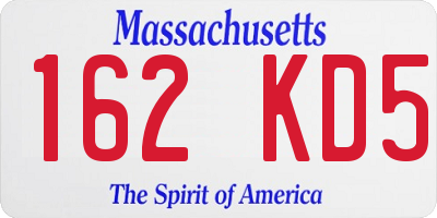 MA license plate 162KD5