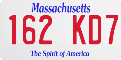 MA license plate 162KD7