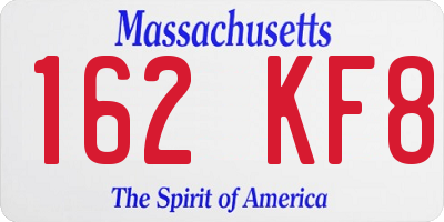 MA license plate 162KF8