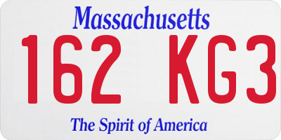 MA license plate 162KG3