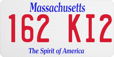 MA license plate 162KI2