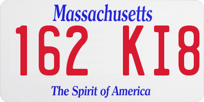 MA license plate 162KI8
