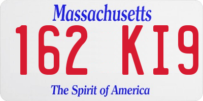 MA license plate 162KI9